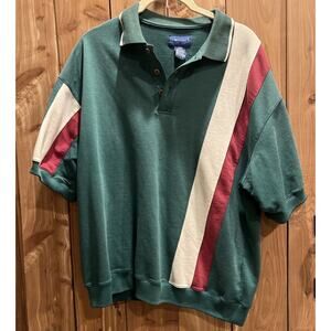 Vintage Towncraft Polo Shirt Mens Large Green Colorblock 90s USA Made